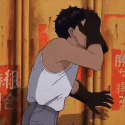 Man In White Tank Top Covering Face GIF