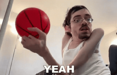 Man In White Tank Top Holding Red Basketball Saying Yeah GIF