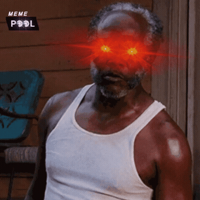 Man In White Tank Top Red Eyes Meme Pool Logo Background GIF