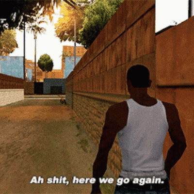 Man In White Tank Top Saying Ah Shit Here We Go Again GIF