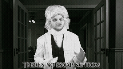 Man In White Wig Hallway There's No Escaping GIF