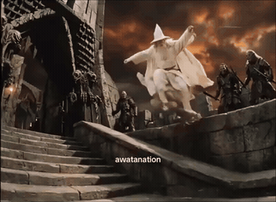 Man In White Wizard Hat Jumping Saying Awatanation GIF