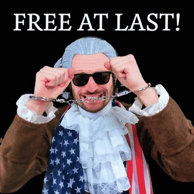 Man In Wig And Handcuffs Free At Last GIF