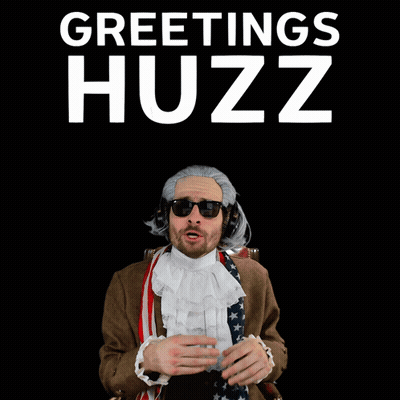 Man In Wig And Headphones Greeting Huzz GIF