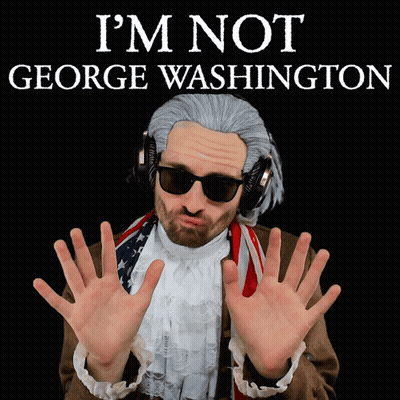 Man In Wig And Headphones Saying I'm Not George Washington GIF