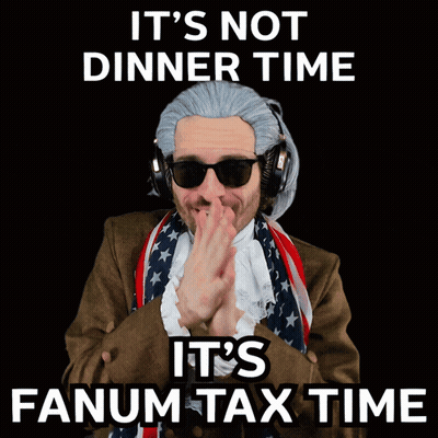 Man In Wig And Headphones Saying It's Not Dinner Time It's Fanum Tax Time GIF