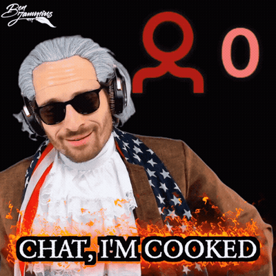 Man In Wig And Headphones Says Chat I'm Cooked GIF