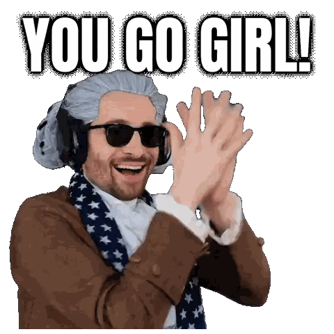 Man In Wig And Sunglasses Applauding Sticker