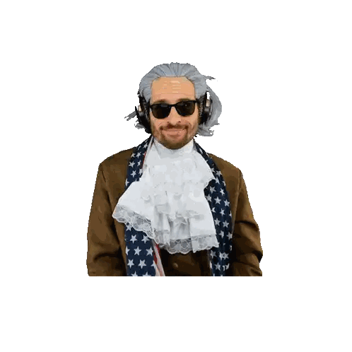 Man In Wig And Sunglasses As Benjamin Franklin Sticker