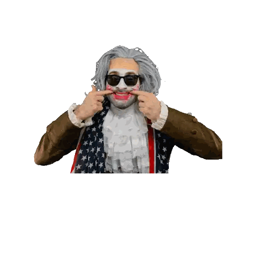 Man In Wig And Sunglasses Giving Middle Finger Sticker