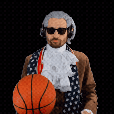 Man In Wig And Sunglasses Holding Basketball GIF
