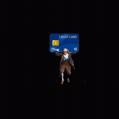 Man In Wig And Sunglasses Holding Credit Card GIF