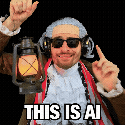 Man In Wig And Sunglasses Holding Lantern Saying This Is AI GIF