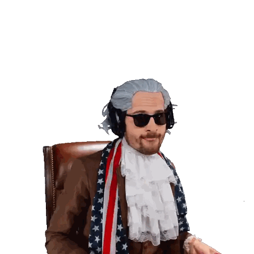 Man In Wig And Sunglasses Holding Lip Pillow Sticker