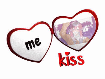 Man In Wig And Sunglasses Holding Red Heart Pillow Kiss Me GIF