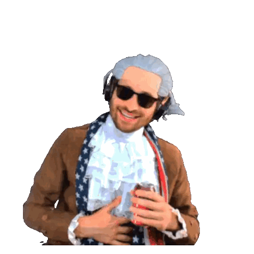 Man In Wig And Sunglasses Holding Soda Sticker