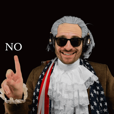 Man In Wig And Sunglasses Holding Up Finger Saying No GIF