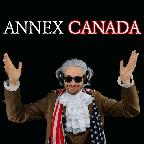 Man In Wig And Sunglasses In Front Of Annex Canada Sign GIF