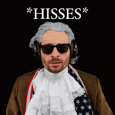 Man In Wig And Sunglasses In Front Of Hisses Sign GIF