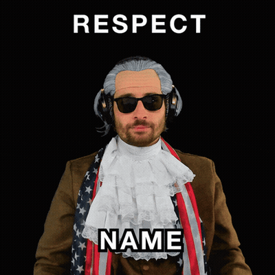 Man In Wig And Sunglasses In Front Of Respect Name Sign GIF