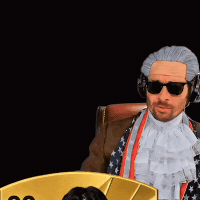 Man In Wig And Sunglasses Next To Card 99 GIF