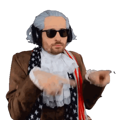Man In Wig And Sunglasses Pointing Sticker