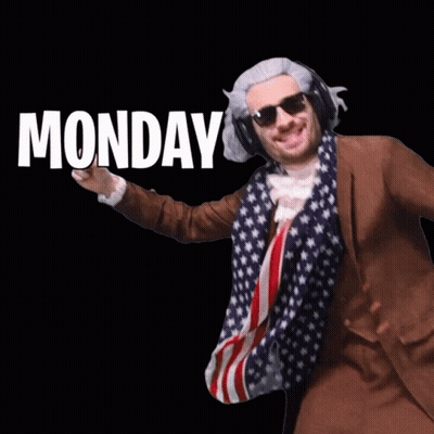 Man In Wig And Sunglasses Pointing At Monday GIF