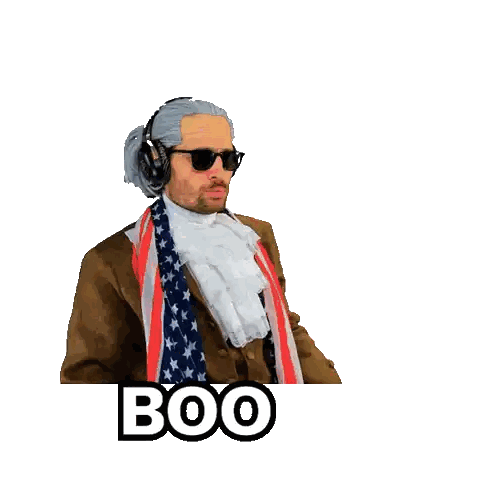 Man In Wig And Sunglasses Pointing Boo Sticker