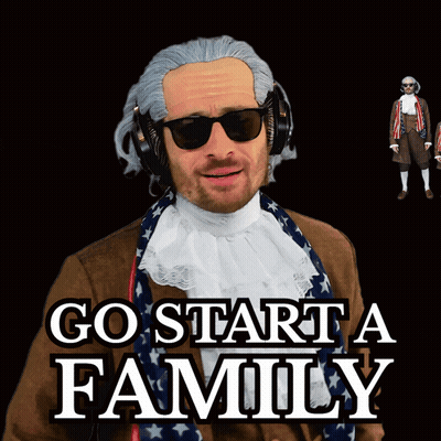 Man In Wig And Sunglasses Saying Go Start A Family GIF