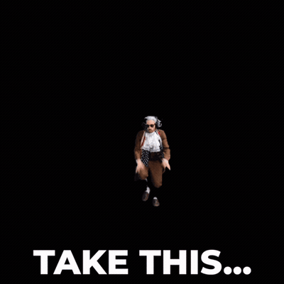 Man in Wig and Sunglasses Saying Take This