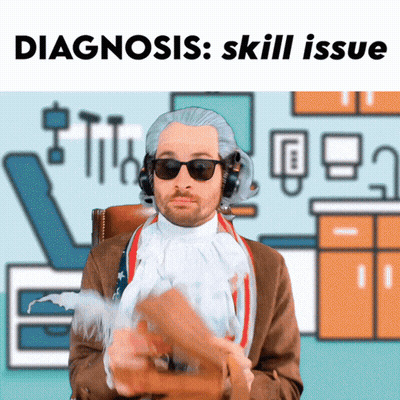 Man In Wig And Sunglasses Says Diagnosis Skill Issue GIF