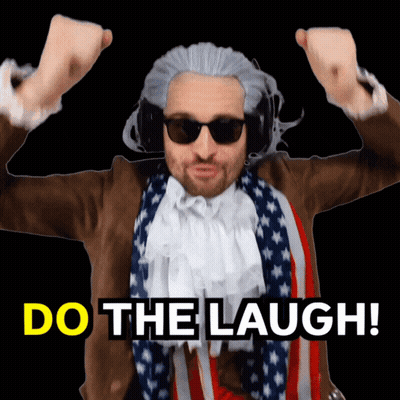Man In Wig And Sunglasses Says Do The Laugh GIF
