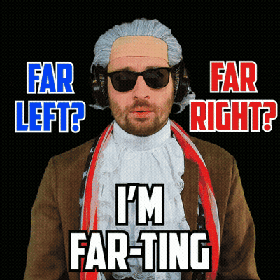 Man In Wig And Sunglasses Says Far Left And Far Right GIF