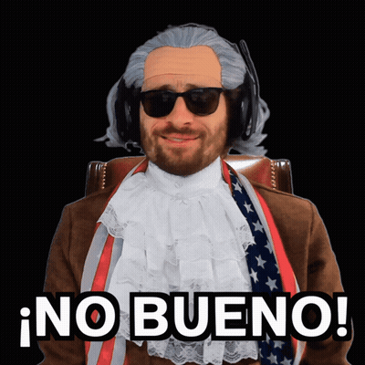 Man In Wig And Sunglasses Says No Bueno GIF