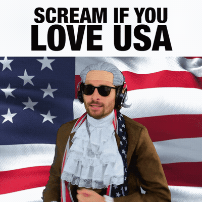 Man In Wig And Sunglasses Screaming USA GIF