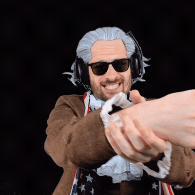 Man In Wig And Sunglasses Shaking Hands GIF