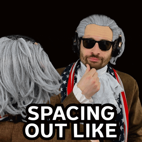 Man In Wig And Sunglasses Spacing Out Like GIF