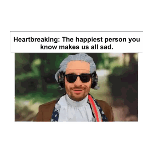 Man In Wig And Sunglasses Thumbs Up Saying Heartbreaking Sticker