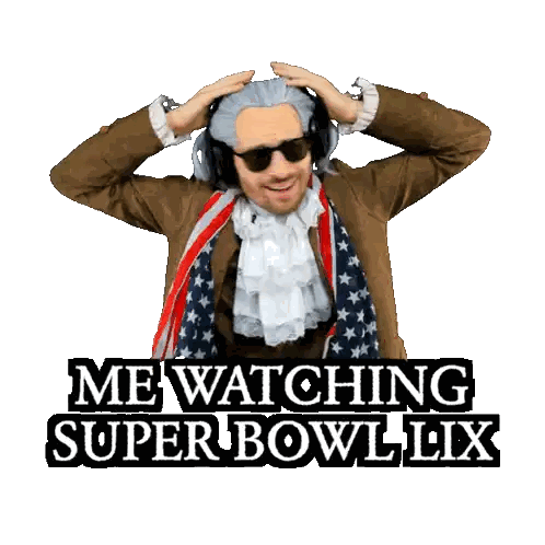 Man In Wig And Sunglasses Watching Super Bowl Sticker