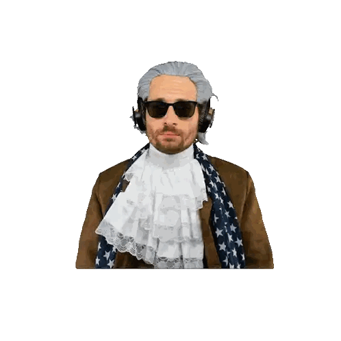 Man In Wig And Sunglasses With Headphones Sticker
