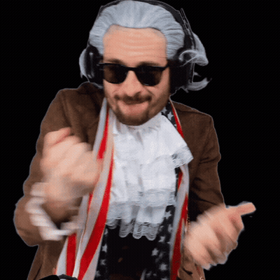 Man in Wig and Sunglasses With Headphones
