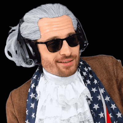 Man In Wig And Sunglasses With Headset GIF