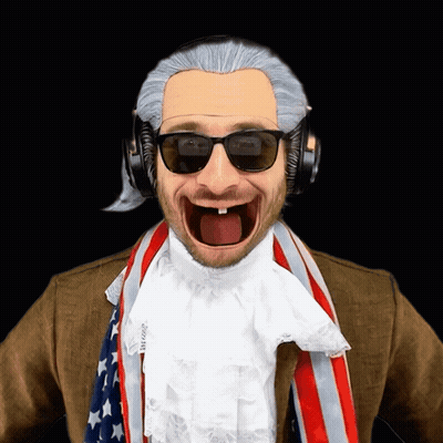 Man In Wig And Sunglasses With Liberty Scarf GIF
