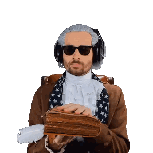 Man In Wig Holding Book And Feather Sticker