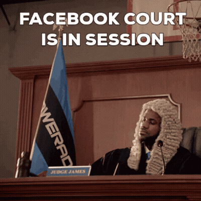 Man In Wig In Courtroom Facebook Court Is In Session GIF