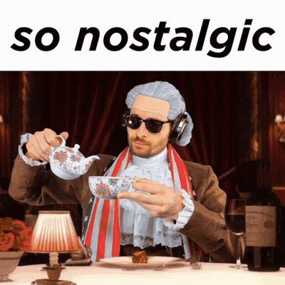 Man In Wig Pouring Tea Saying So Nostalgic GIF