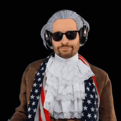Man In Wig Sunglasses And American Flag GIF