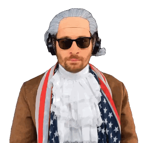 Man In Wig Sunglasses And American Flag Scarf Sticker