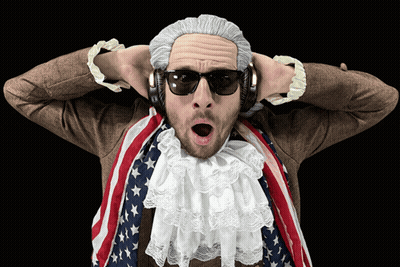 Man In Wig Sunglasses And Headphones GIF