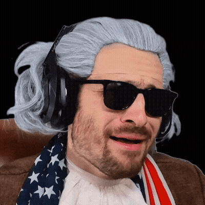 Man In Wig Sunglasses And Headphones GIF